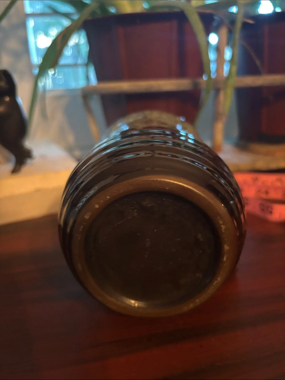 Handcrafted 20 oz Glazed Ceramic Mug in Green and Brown
